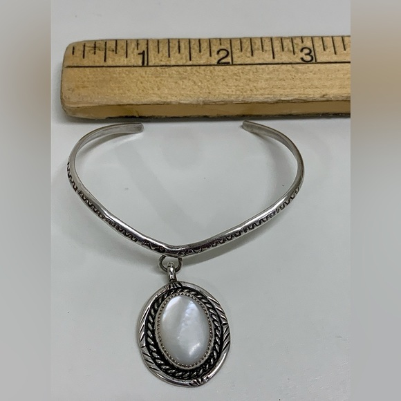 Victorian Era Antique Sterling Silver Bracelet w/ Moonstone Pendant - Picture 8 of 16